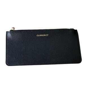 LOVE & LORE Black Pebbled Currency Travel Pouch Zipper Money Bag Wallet Purse